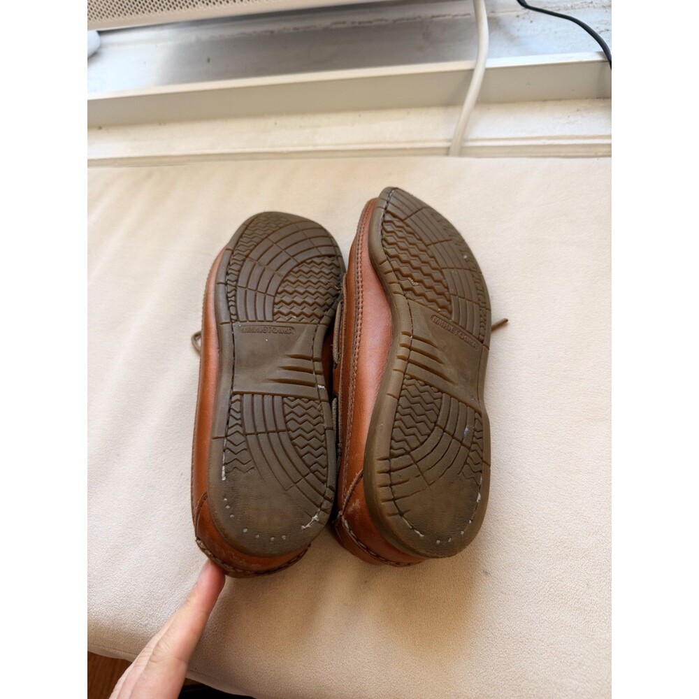 Minnetonka Men’s Pile Lined Hardsole Slippers Brown Suede Moccasins Size 9